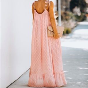 NWT Lovestitch Pink Metallic Tie Maxi Dress